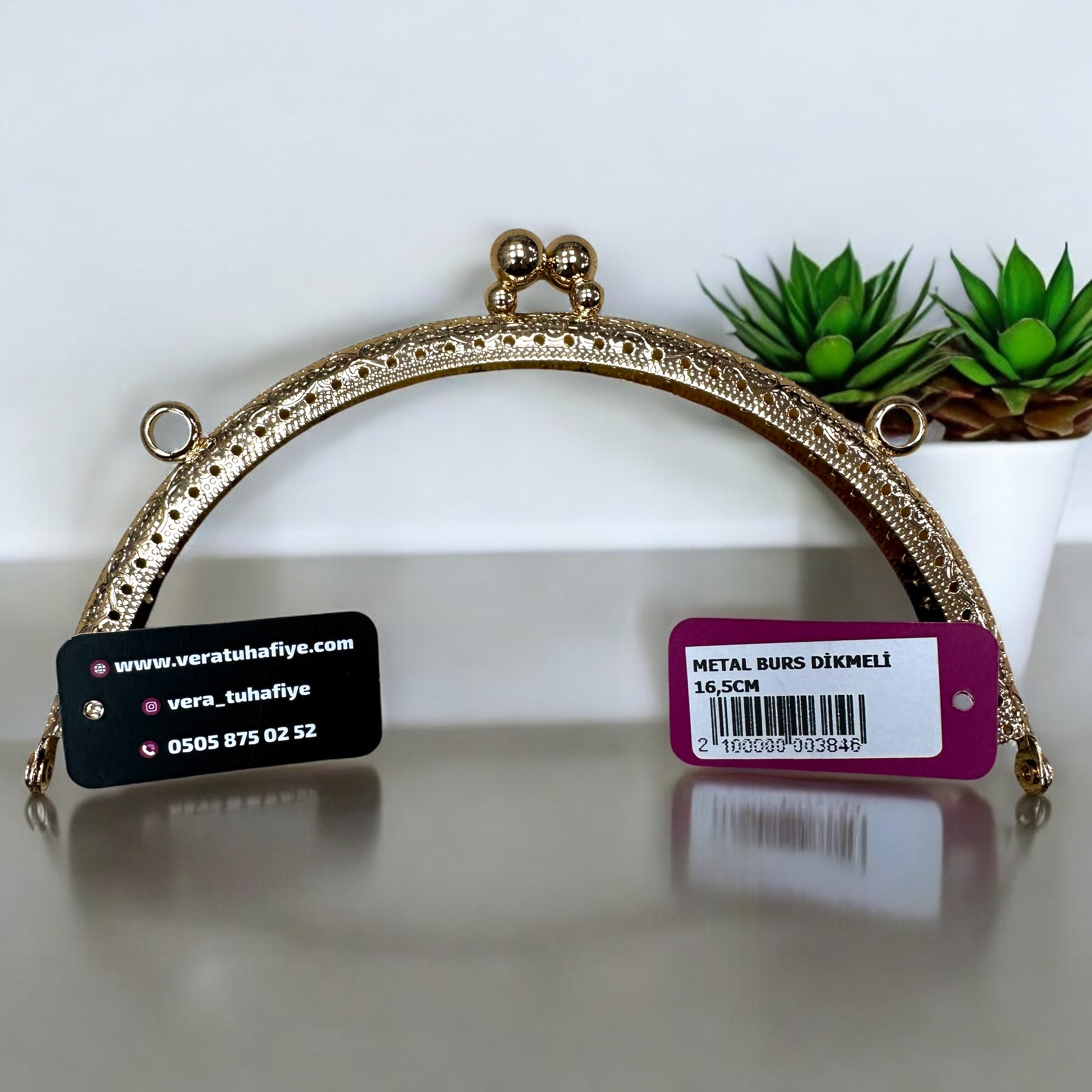 16.5 CM DİKMELİ BURS GOLD